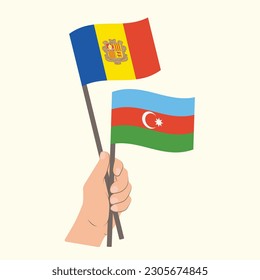 Flags of Andorra and Azerbaijan, Hand Holding flags
