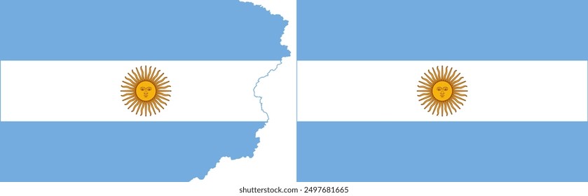 Flags of Argentina vector. Standard flag and with torn edges