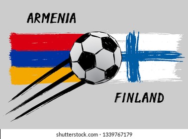 Flags of Armenia and Finland - Icon for euro football championship qualify - Grunge