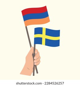 Flaggen Armeniens und Schwedens, Händeflaggen