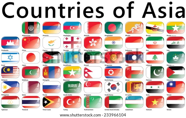 Flaggen Asiens Lander Asiens Nationalflaggen Stock Vektorgrafik Lizenzfrei