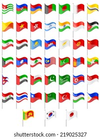 flags of Asia countries vector illustration isolated on white background