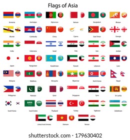 Flags of Asia vector set