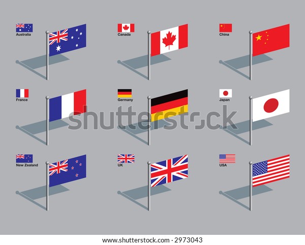 Flags Australia Canada China France Germany Stock Vector Free) 2973043