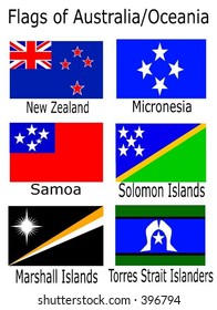 Flags of Australia/Oceania - New Zealand, Micronesia, Samoa, Solomon Islands, Marshall Islands, Torres Strait Islanders