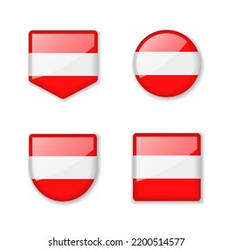 Flags of Austria - glossy collection. Set of vector illustrations