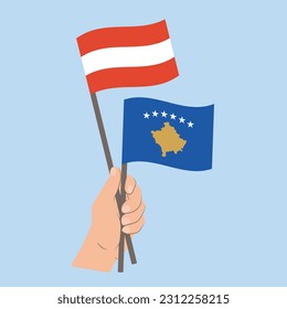 Flags of Austria and Kosovo, Hand Holding flags