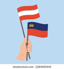 Flags of Austria and Liechtenstein, Hand Holding flags