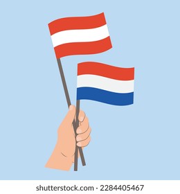 Flags of Austria and the Netherlands, Hand Holding flags