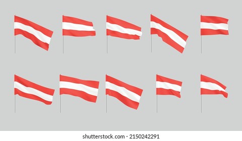 Flags of Austria. Set of national realistic flags Austria. Vector