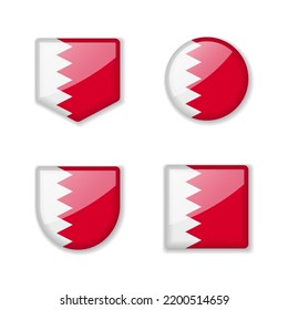 Flags of Bahrain - glossy collection. Set of vector illustrations