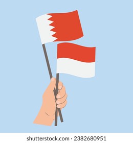 Flags of Bahrain and Monaco, Hand Holding flags