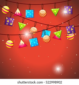 Banderas y bolas decoración ilustración colgante