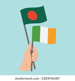 Flags of Bangladesh and Ireland, Hand Holding flags