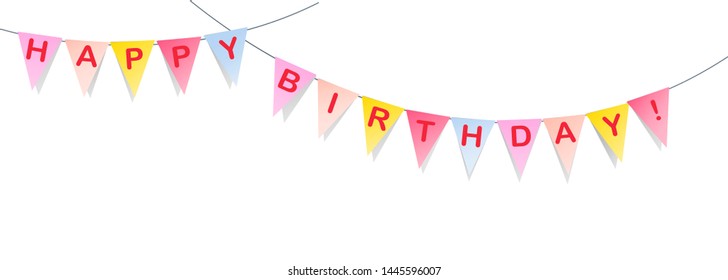 flags banner with happy birthday letters color