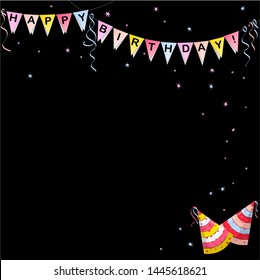 flags banner with happy birthday letters color