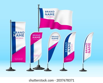 Flags banners identity. Realistic unified design