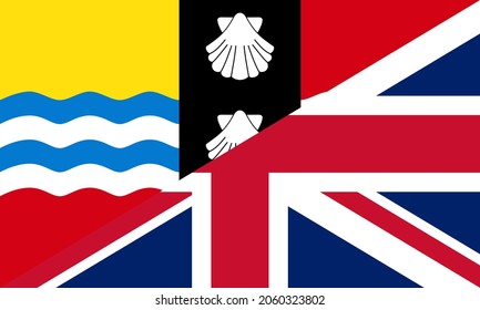 flags of bedfordshire and united kingdom. proportion 3:5