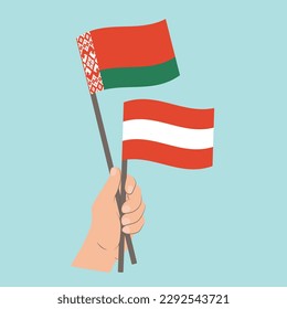 Banderas de Bielorrusia y Austria, Banderas de mano