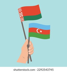 Flags of Belarus and Azerbaijan, Hand Holding flags