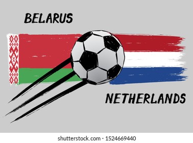 Flags of Belarus and Netherlands - Icon for euro football championship qualify - Grunge