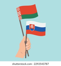 Flaggen von Belarus und der Slowakei, Händeflaggen