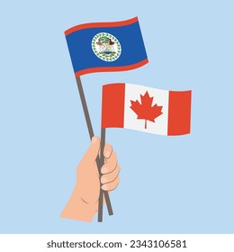 Flaggen von Belize und Kanada, Händeflaggen