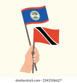 Flags of Belize and Trinidad and Tobago, Hand Holding flags