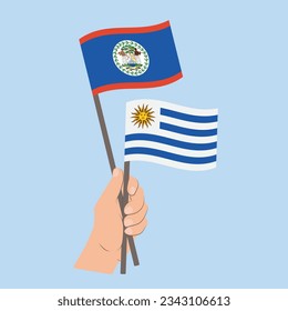 Flags of Belize and Uruguay, Hand Holding flags