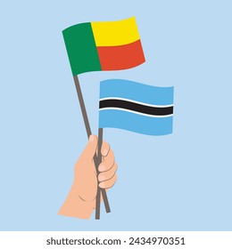 Flags of Benin and Botswana, Hand Holding flags