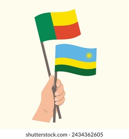 Fahnen von Benin und Ruanda, Handfahnen