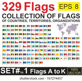 Flags, big collection, flags of all countries of the world, territory, organization