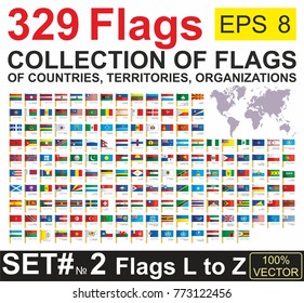 Flags, big collection, flags of all countries of the world, territory, organization