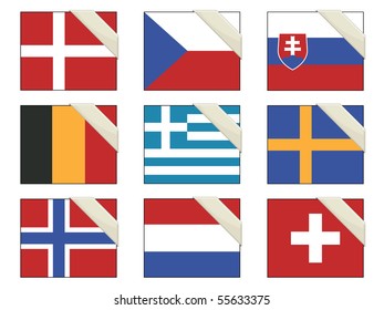 flags with blank ribbons isolated on white