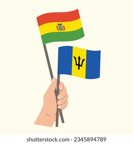 Banderas de Bolivia y Barbados, portadoras de banderas
