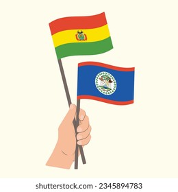 Flags of Bolivia and Belize, Hand Holding flags