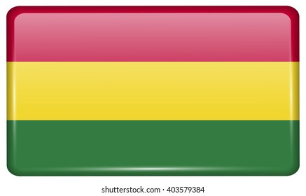 Flags of Bolivia in the form of a magnet on refrigerator with reflections light. Vector illustration