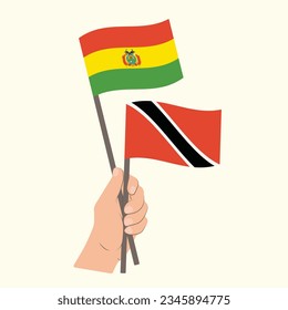 Flags of Bolivia and Trinidad and Tobago, Hand Holding flags