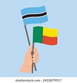 Flags of Botswana and Benin, Hand Holding flags