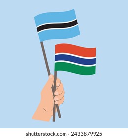 Flaggen von Botswana und Gambia, Handfahnen