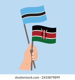 Flags of Botswana and Kenya, Hand Holding flags