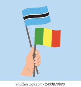 Flags of Botswana and Mali, Hand Holding flags