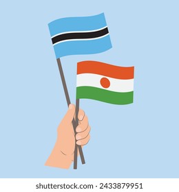 Flags of Botswana and Niger, Hand Holding flags
