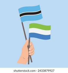 Flags of Botswana and Sierra Leone, Hand Holding flags