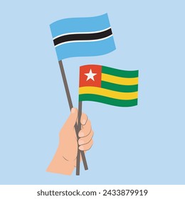 Flags of Botswana and Togo, Hand Holding flags