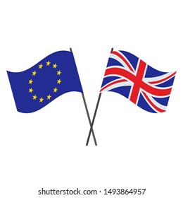 flags of Britain and the EU. Brexitis concept. flat vector illustration isolated on white background.