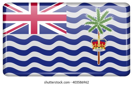 Flags of British Indian Ocean Territory in the form of a magnet on refrigerator with reflections light. Vector illustration