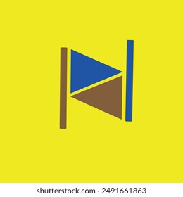 Flags in brown and blue colors