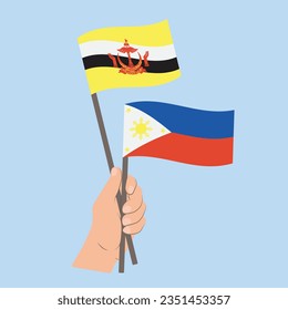 Flags of Brunei and the Philippines, Hand Holding flags