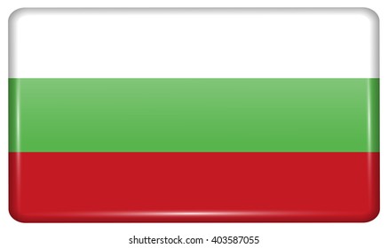 Flags of Bulgaria in the form of a magnet on refrigerator with reflections light. Vector illustration
